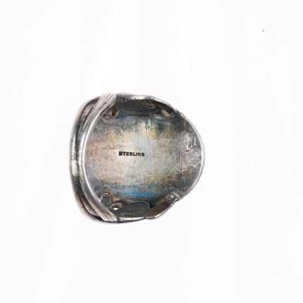 sz8 vintage southwestern sterling silver red web turquoise size 8 ring