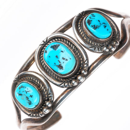 5.8" Vintage Navajo Arts and Craft Guild sterling silver turquoise cuff bracelet