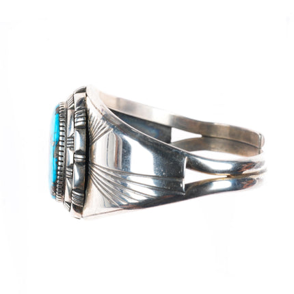 6.6" vintage Secatero Navajo sterling silver nice turquoise cuff bracelet