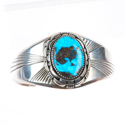 6.6" vintage Secatero Navajo sterling silver nice turquoise cuff bracelet
