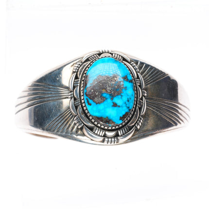6.6" vintage Secatero Navajo sterling silver nice turquoise cuff bracelet