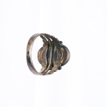 sz7 c1940 vintage Navajo sterling silver greasy green Cerrillos turquoise ring