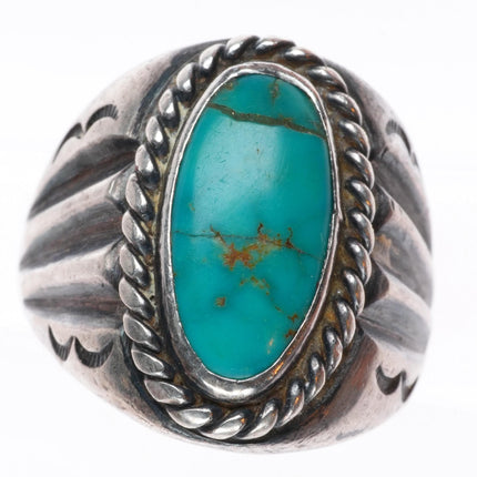 sz7 vintage Navajo Arts and Crafts Guild sterling silver turquoise ring