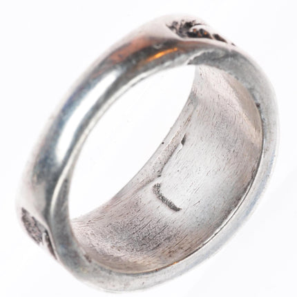 sz11.5 vintage Navajo sterling silver flush inlay turquoise size 11.5 ring