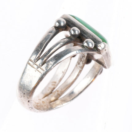 sz 6.5 Antique Navajo ingot silver ring with nice green turquoise