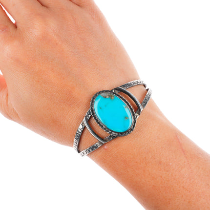 6.2" 1950's Navajo Arizona Gem Silica sterling silver cuff bracelet