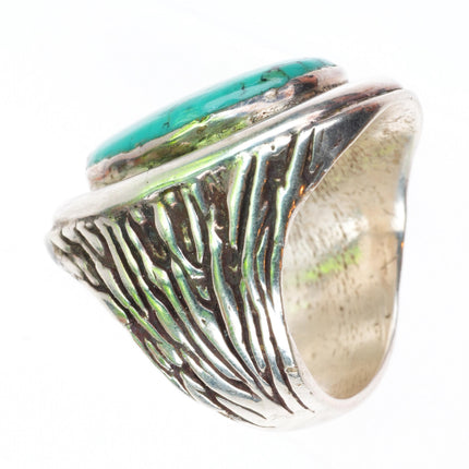sz7.25 vintage Navajo sterling silver turquoise textured ring