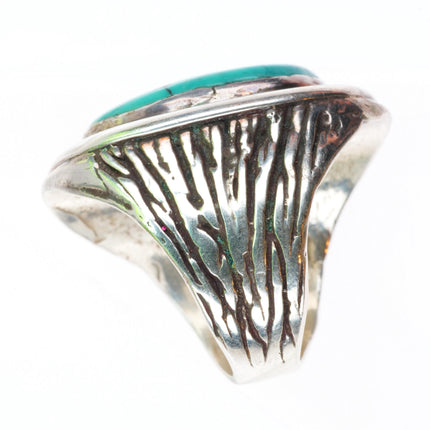 sz7.25 vintage Navajo sterling silver turquoise textured ring