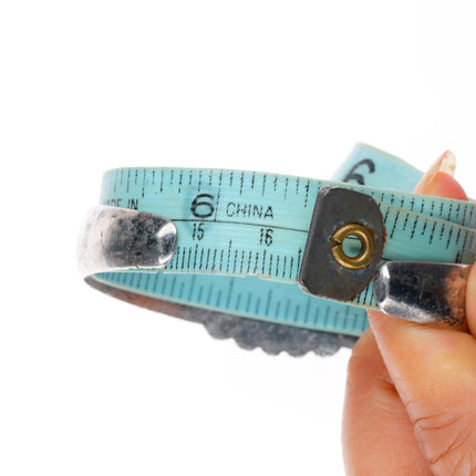 6.5" vintage Navajo sterling silver waterweb turquoise cuff bracelet
