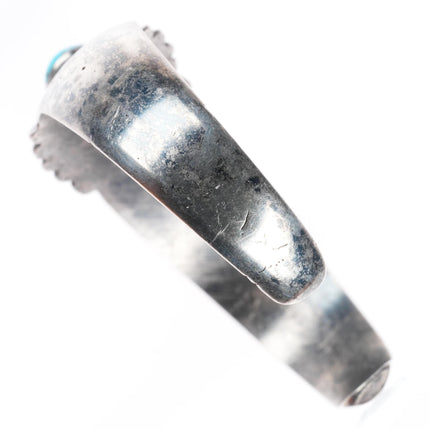6.5" vintage Navajo sterling silver waterweb turquoise cuff bracelet