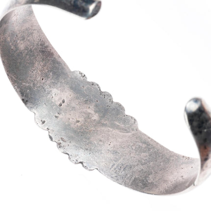 6.5" vintage Navajo sterling silver waterweb turquoise cuff bracelet