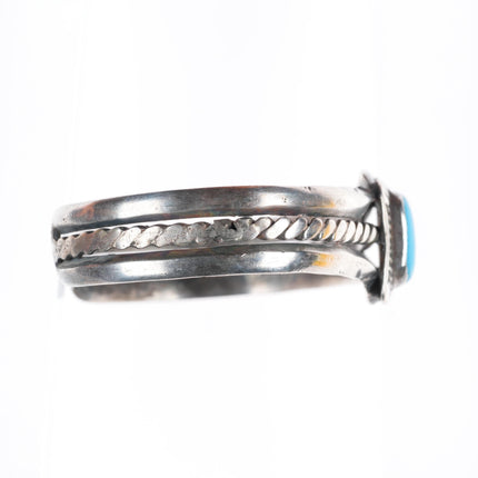6.3" c1930 vintage Navajo Hubbell Glass carinated sterling silver cuff bracelet