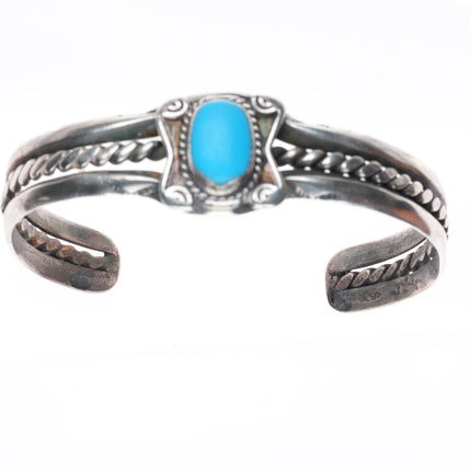 6.3" c1930 vintage Navajo Hubbell Glass carinated sterling silver cuff bracelet