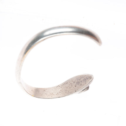 6.4" c1950 Vintage Navajo sterling silver rattlesnake cuff bracelet w/turquoise