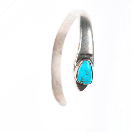 6.4" c1950 Vintage Navajo sterling silver rattlesnake cuff bracelet w/turquoise