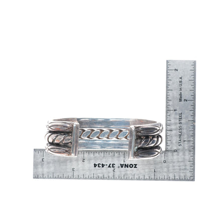 6.7" vintage Navajo intricately stamped twisted center wire cuff bracelet