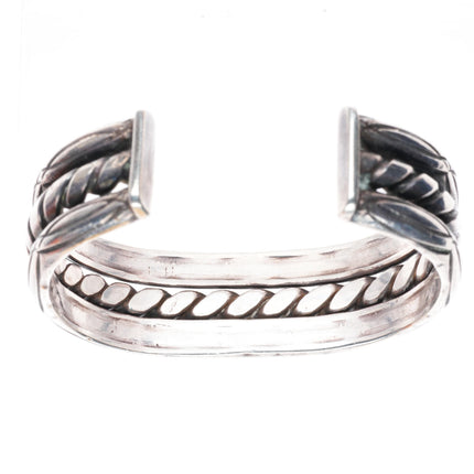 6.7" vintage Navajo intricately stamped twisted center wire cuff bracelet