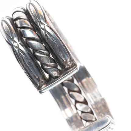 6.7" vintage Navajo intricately stamped twisted center wire cuff bracelet