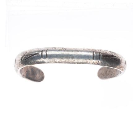 6.2" Vintage Navajo ingot silver chiseled stacker cuff bracelet