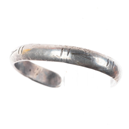 6.2" Vintage Navajo ingot silver chiseled stacker cuff bracelet