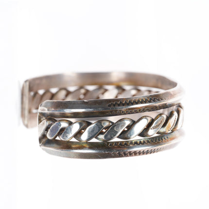 6" Vintage Navajo sterling silver stamped double carinated cuff bracelet