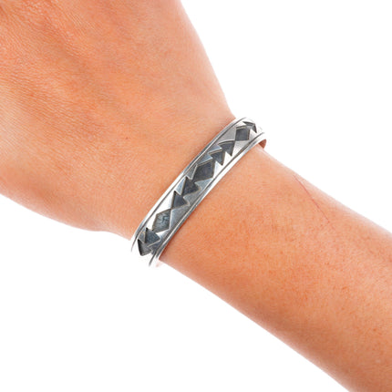 6" Vintage Thomas Singer Navajo sterling silver stacker cuff bracelet