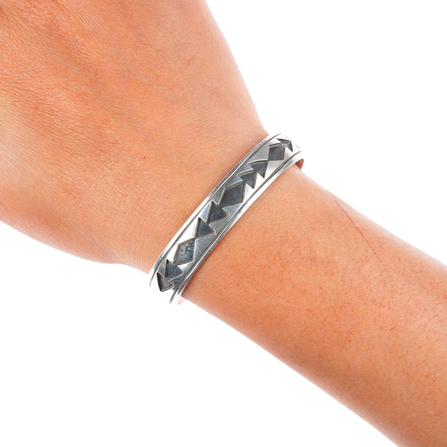 6" Vintage Thomas Singer Navajo sterling silver stacker cuff bracelet