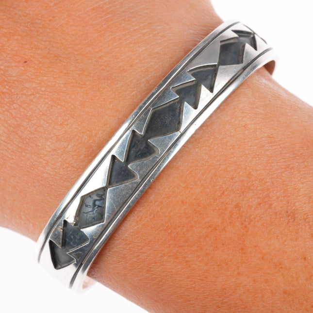 6" Vintage Thomas Singer Navajo sterling silver stacker cuff bracelet