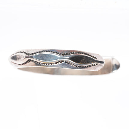 6.5" Tahe Navajo stamped sterling silver carinated cuff bracelet