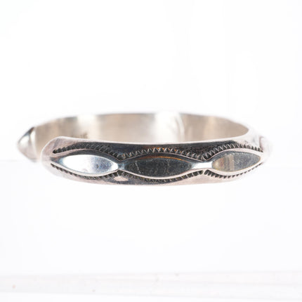 6.5" Tahe Navajo stamped sterling silver carinated cuff bracelet