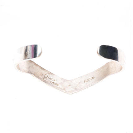 7" Cyrus Josytewa Hopi overlay zig-zag sterling silver cuff bracelet
