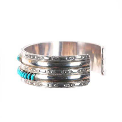 6.1" Octavius & Irma Seowtewa Zuni sterling silver turquoise cuff bracelet