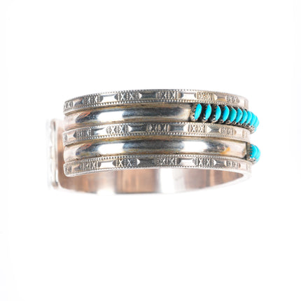 6.1" Octavius & Irma Seowtewa Zuni sterling silver turquoise cuff bracelet