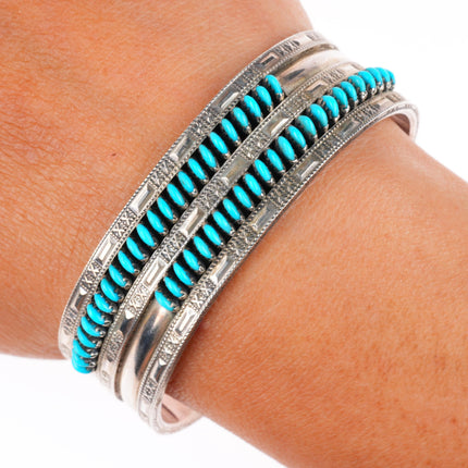 6.1" Octavius & Irma Seowtewa Zuni sterling silver turquoise cuff bracelet