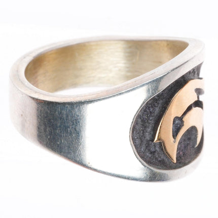 sz6.5 Vintage MM Rogers 14k gold sterling silver spirt bear ring MJ
