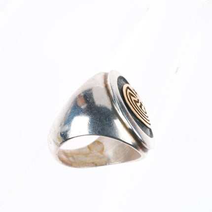 sz7.5 Jason Takala Hopi 14k gold sterling silver man in the maze ring
