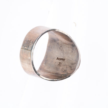 sz11 vintage Navajo sterling silver bear paw overlay men's ring