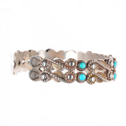 6.4" 40's-50's vintage Navajo sterling silver snake eye turquoise cuff bracelet