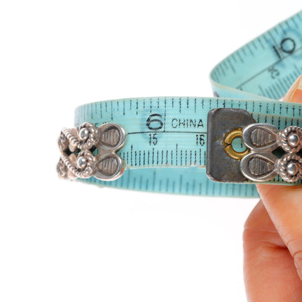 6.4" 40's-50's vintage Navajo sterling silver snake eye turquoise cuff bracelet