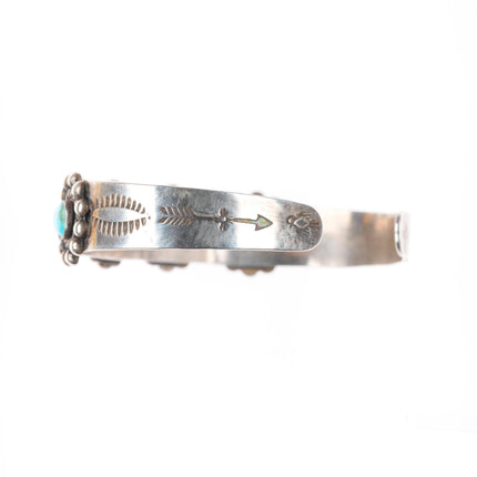 6.25" 40's-50's vintage Fred Harvey sterling silver turquoise cuff bracelet
