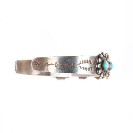 6.25" 40's-50's vintage Fred Harvey sterling silver turquoise cuff bracelet