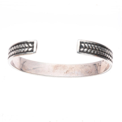 6.3" c1930 Navajo snake eye turquoise twisted wire ingot silver cuff bracelet