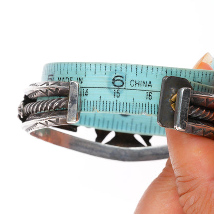 6.4" 30's-40's vintage Navajo sterling silver snake eye turquoise cuff bracelet