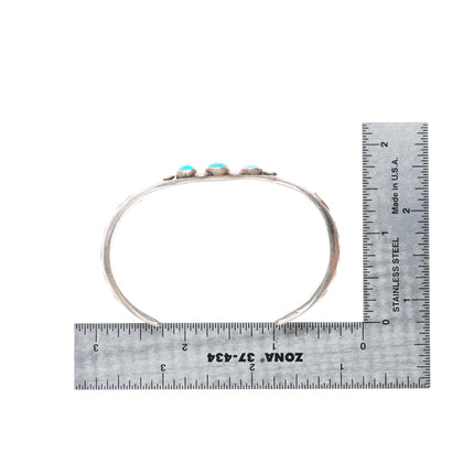 6.5" 20's-30's Historic Navajo ingot silver deep stamped turquoise cuff bracelet