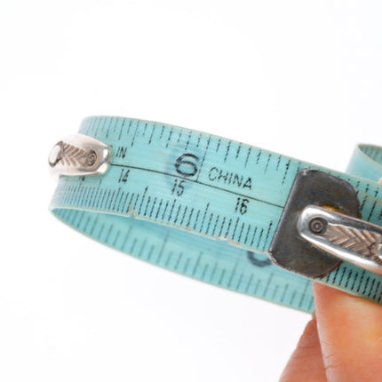 6.5" 20's-30's Historic Navajo ingot silver deep stamped turquoise cuff bracelet