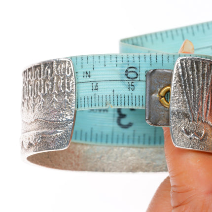 6" Kewa or Navajo Tufa Cast sterling silver cuff bracelet with turquoise
