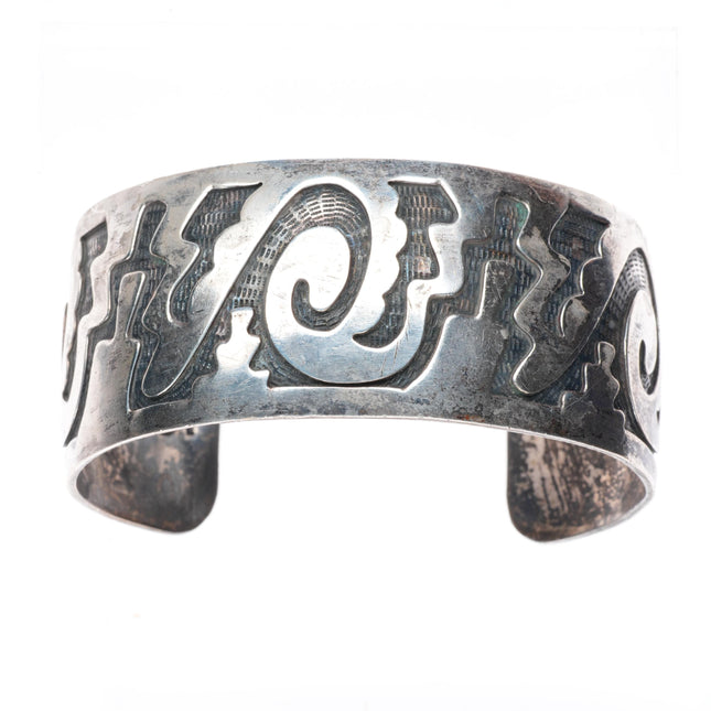 7.25" William Anderson Navajo sterling silver wide band overlay cuff bracelet