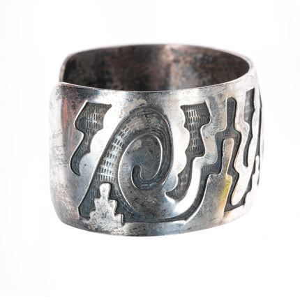7.25" William Anderson Navajo sterling silver wide band overlay cuff bracelet