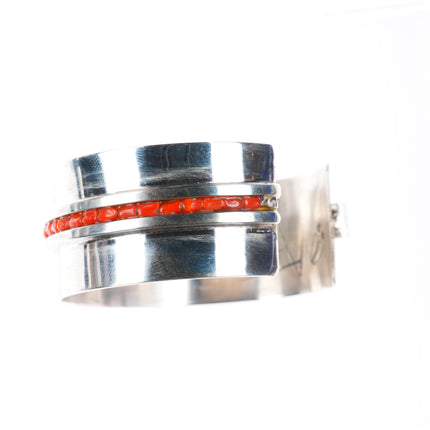 6.6" Alois Wagner Santo Domingo (Kewa) sterling silver coral cuff bracelet