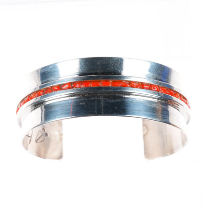 6.6" Alois Wagner Santo Domingo (Kewa) sterling silver coral cuff bracelet